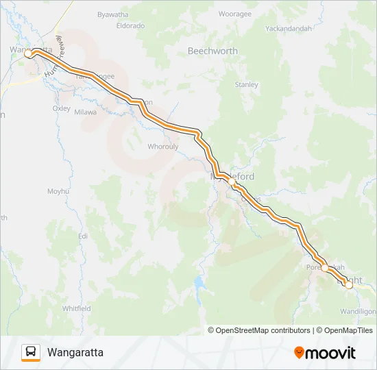 WANGARATTA-BRIGHT Bus Line Map