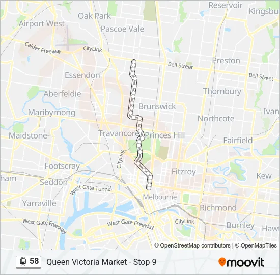 58 Tram Line Map