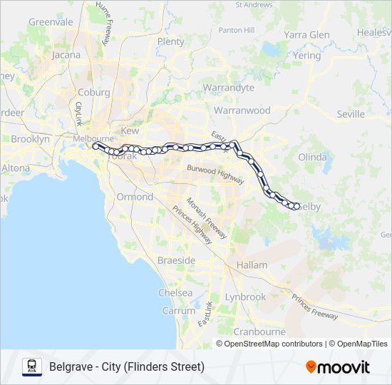BELGRAVE Train Line Map