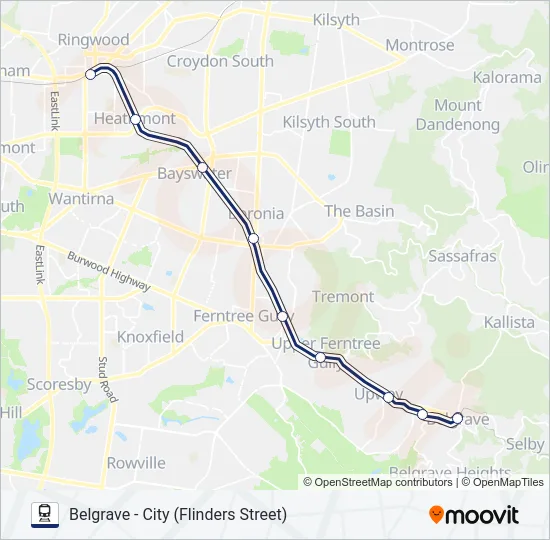 BELGRAVE Train Line Map