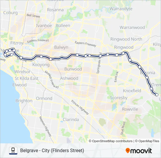 BELGRAVE Train Line Map