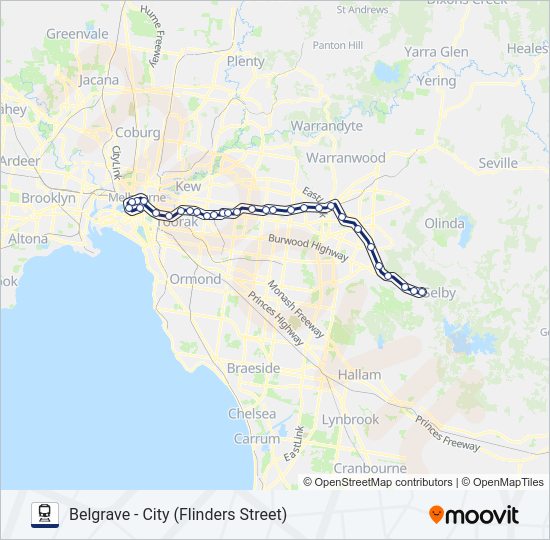 BELGRAVE Train Line Map