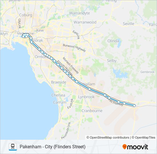 pakenham Route Schedules, Stops & Maps City (Flinders Street) (Updated) pakenham Route Schedules, Stops & Maps City (Flinders Street) (Updated)