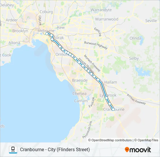 CRANBOURNE Train Line Map