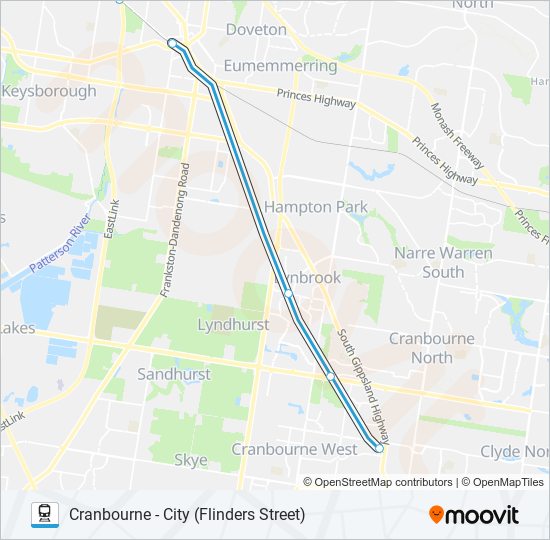 CRANBOURNE train Line Map