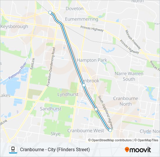 CRANBOURNE Train Line Map