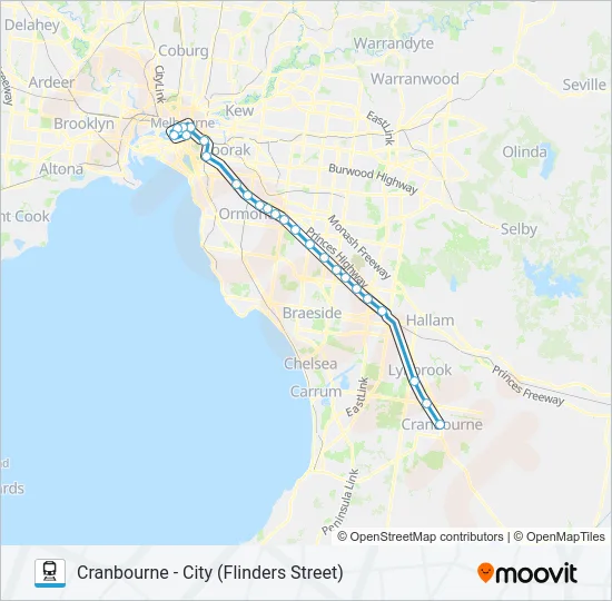 CRANBOURNE Train Line Map