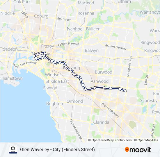 GLEN WAVERLEY Train Line Map
