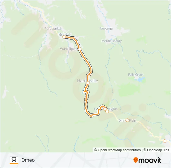 BRIGHT - OMEO VIA HOTHAM HEIGHTS Bus Line Map