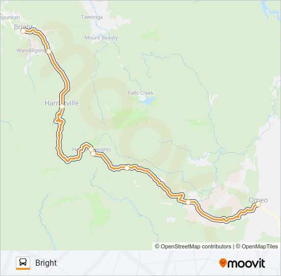 BRIGHT - OMEO VIA HOTHAM HEIGHTS bus Line Map