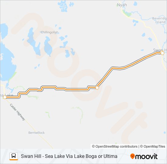 SWAN HILL - SEA LAKE VIA LAKE BOGA OR ULTIMA bus Line Map