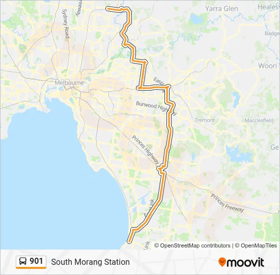 901 Route: Schedules, Stops & Maps - South Morang Station (Updated)