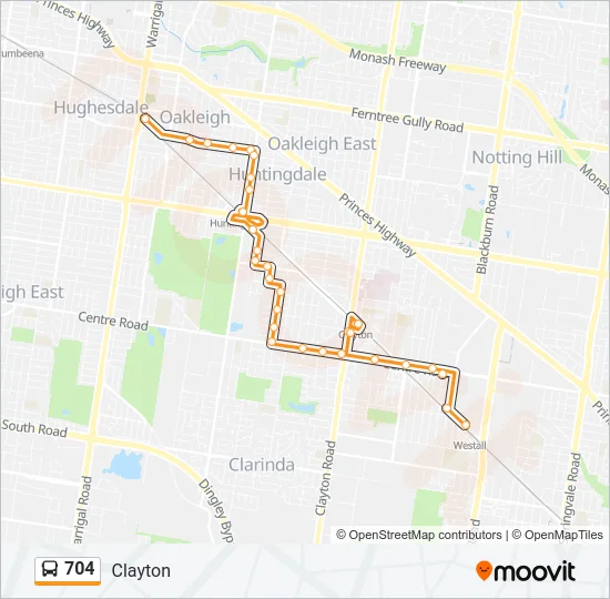704 Bus Line Map