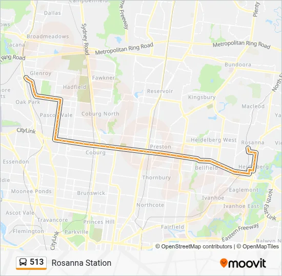 513 Route: Schedules, Stops & Maps - Rosanna Station (Updated)