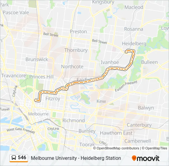 546 Bus Line Map