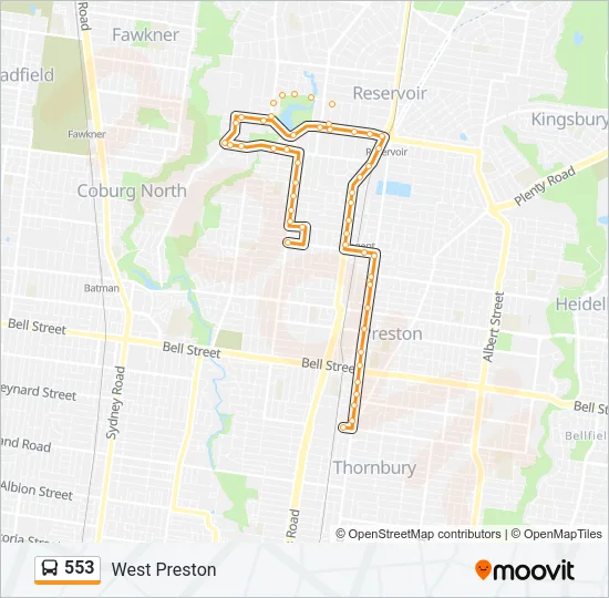 553 Bus Line Map