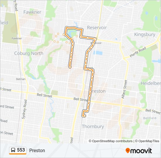 Mapa de 553 de autobús