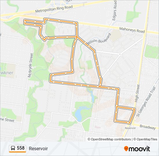 Mapa de 558 de autobús