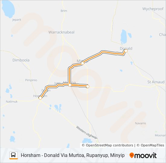 Línea horsham donald via murtoa rupanyup minyip horarios, paradas y