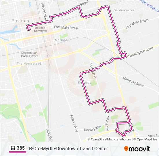 385 Bus Line Map
