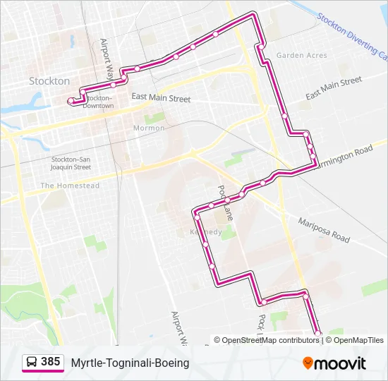 385 Bus Line Map