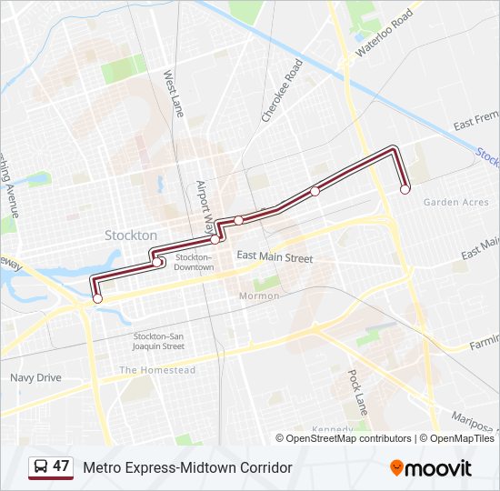 47 bus Line Map