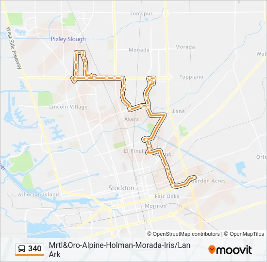 340 Bus Line Map