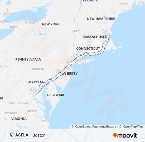 Mapa de ACELA de tren