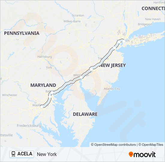 Mapa de ACELA de tren