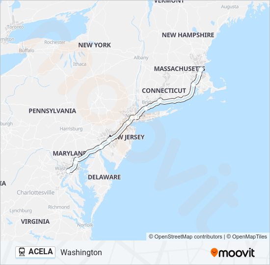 Mapa de ACELA de tren