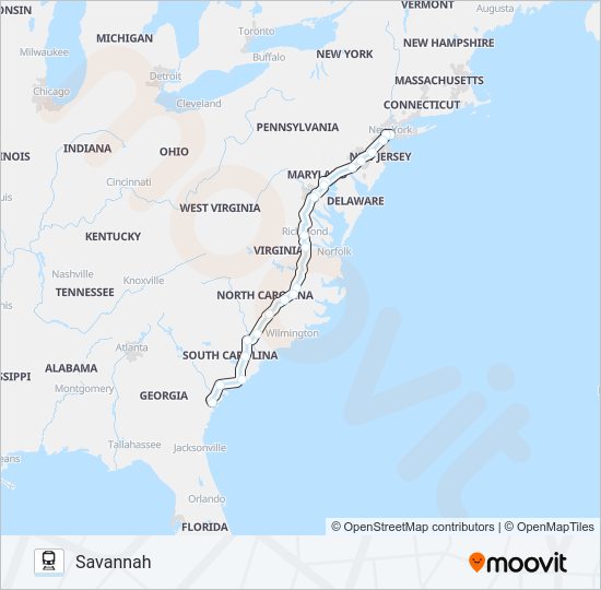 PALMETTO Train Line Map