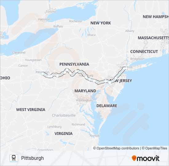 PENNSYLVANIAN Train Line Map