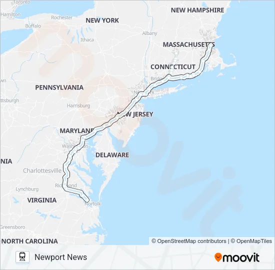 NORTHEAST REGIONAL Train Line Map