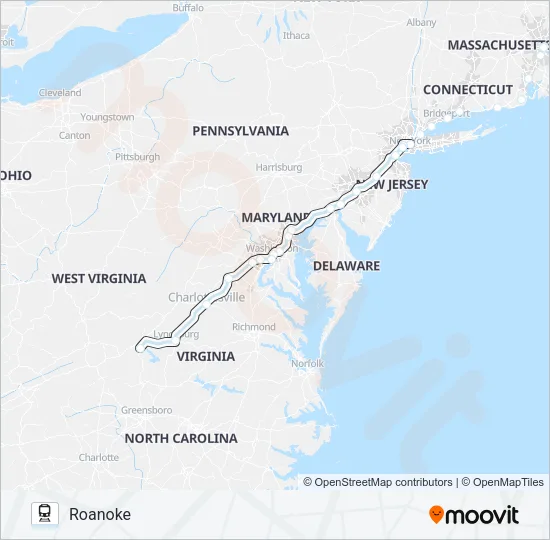 NORTHEAST REGIONAL Train Line Map