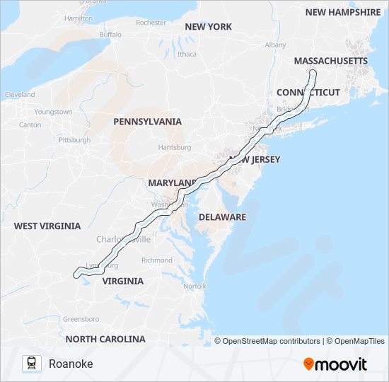 northeast regional Route: Schedules, Stops & Maps - Roanoke (Updated)