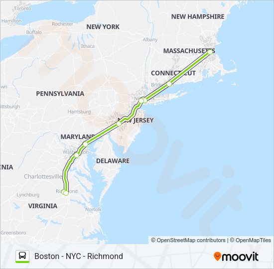 FLIXBUS N2605 bus Line Map