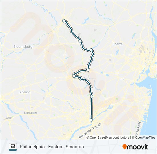 Mapa de GREYHOUND US0340S de autobús