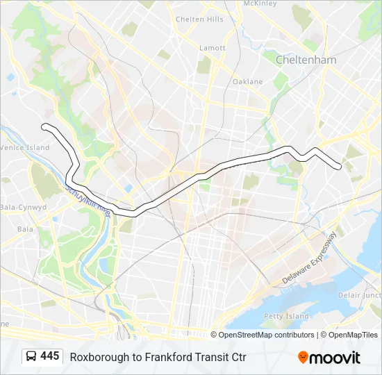 445 Bus Line Map
