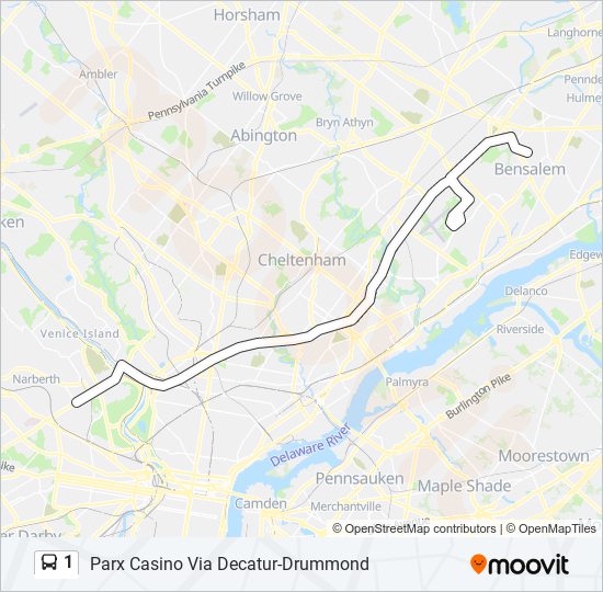 1 Route Schedules, Stops & Maps Parx Casino Via DecaturDrummond
