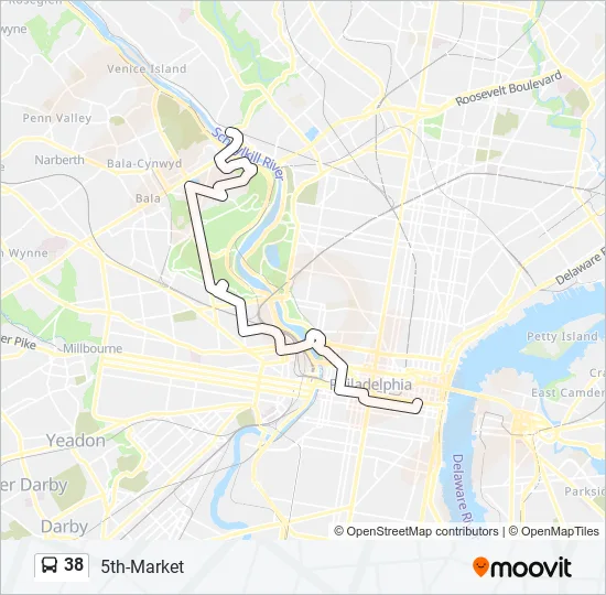 Septa 38 Bus Route Map 38 Route: Schedules, Stops & Maps - 5Th-Market (Updated)