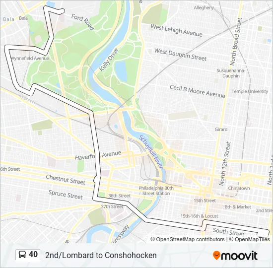 Septa 40 Bus Route Map 40 Route: Schedules, Stops & Maps - 2Nd-Lombard Via Pine St (Updated)