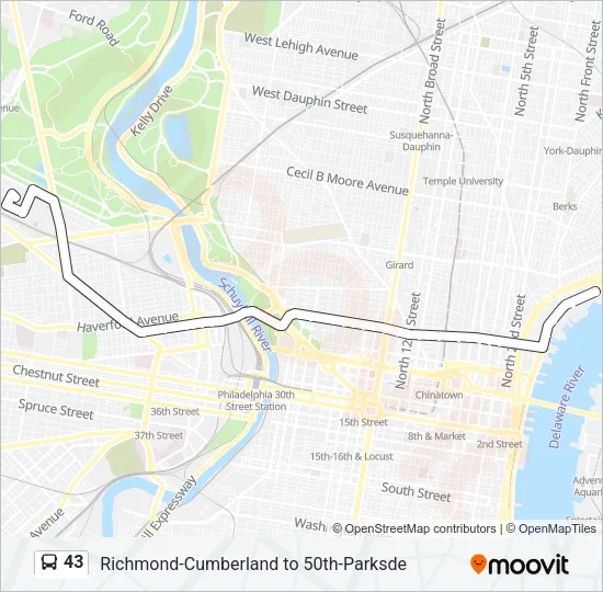 43 Bus Line Map