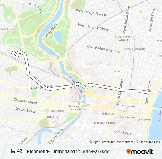 43 Bus Line Map