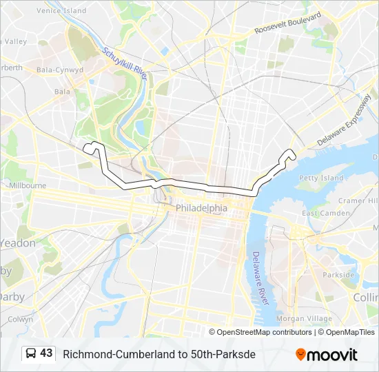 43 Bus Line Map