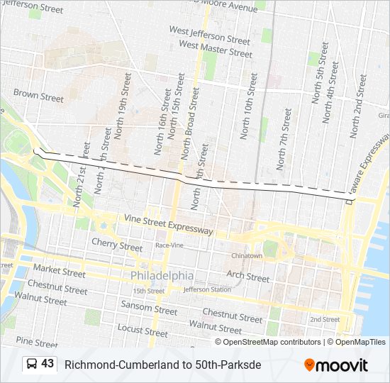 43 bus Line Map