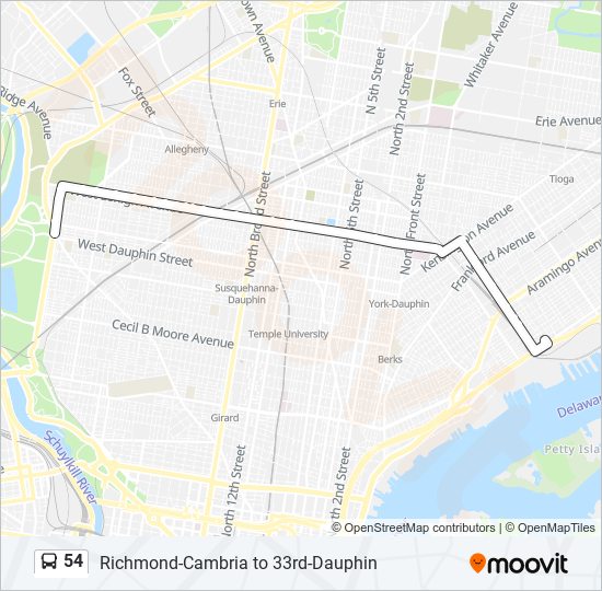 54 Bus Line Map