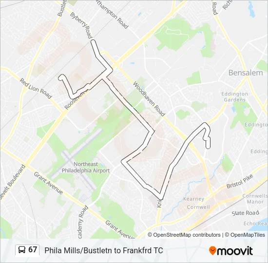 67 Bus Line Map