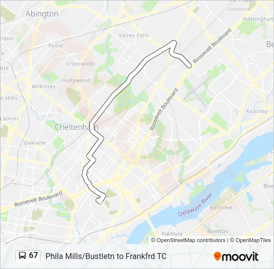 67 Bus Line Map