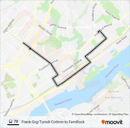 70 Bus Line Map