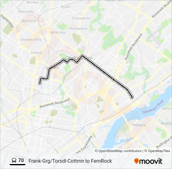 70 Bus Line Map